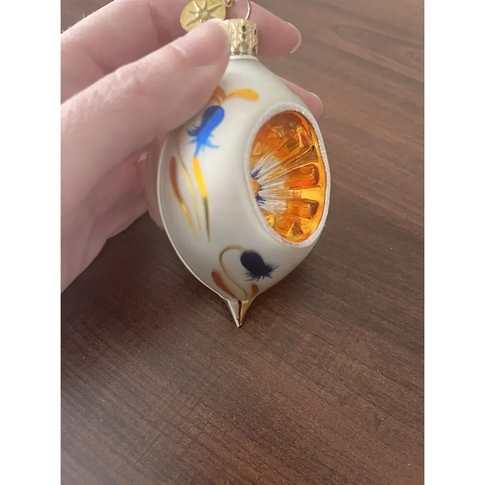 VTG Christopher RADKO Retired Teardrop Ornament Indented. Chipped Tip See Pics